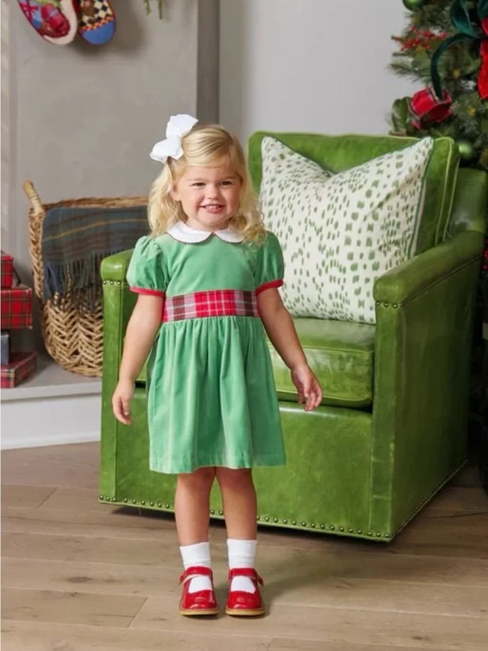 NWT - TBBC Cindy Lou Velvet Holiday Dress with Plaid Waistband